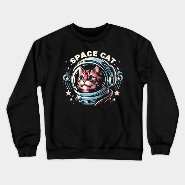 Cat Astronaut Crewneck Sweatshirt by SimpliPrinter